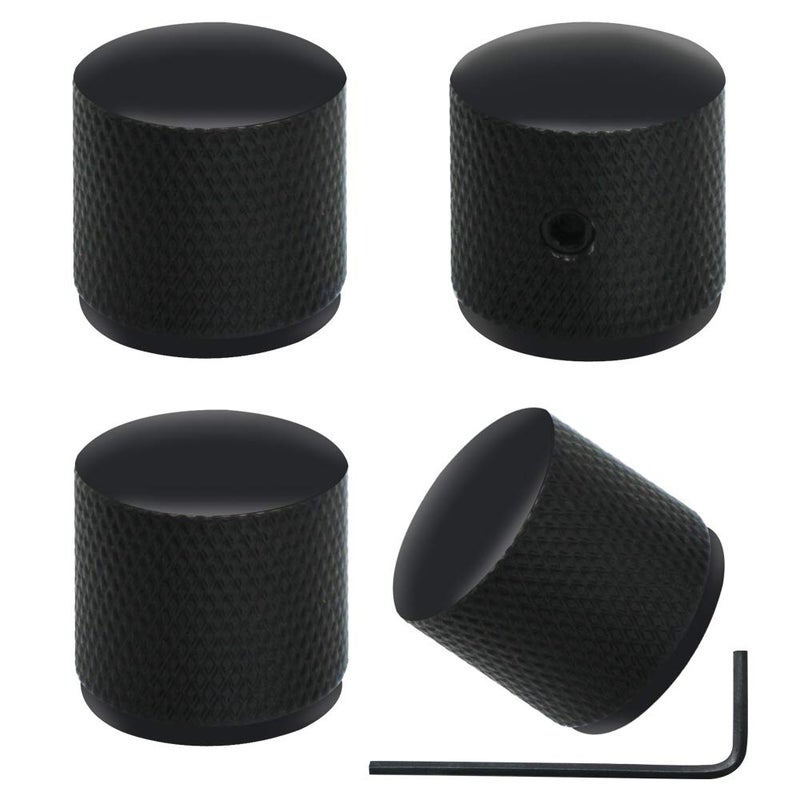 mxuteuk 4pcs Black Metal Potentiometer Control Knob Volume Audio Electric Guitar Bass Screw Type 18 x 18mm (dh) KNOB-10-BK - Image 1